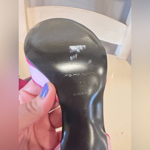 Vintage Fornarina Pink Stripe Ankle Strap Slingback Heels - Picture 7 of 8